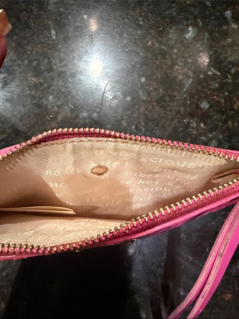 Bright Pink Patent Wristlet with GeometricTexture